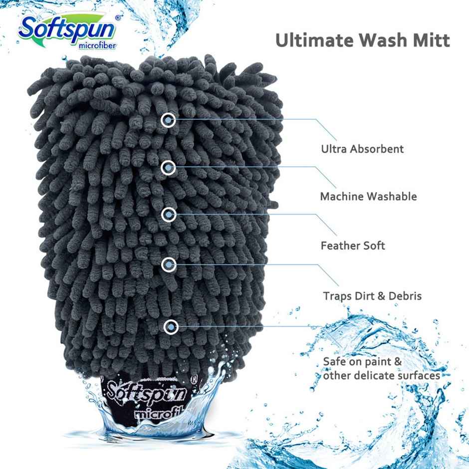 Softspun Microfiber All Purpose Glove/Mitt (1700 GSM, 1pc, Grey)