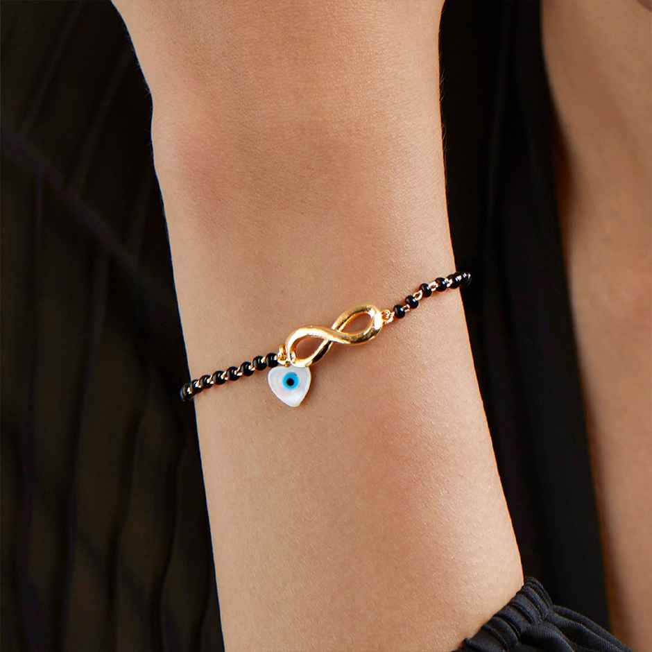 Minutiae Gold-Plated Stone Beaded Charm Bracelet