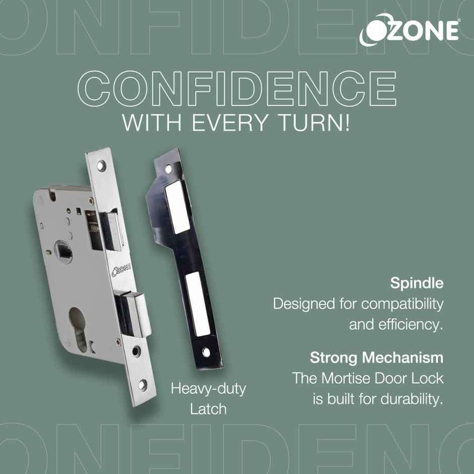 Ozone Falcon Heavy-Duty Mortise Door Lock Handle Set | 8 Inches - Stainless Steel Matt Finish
