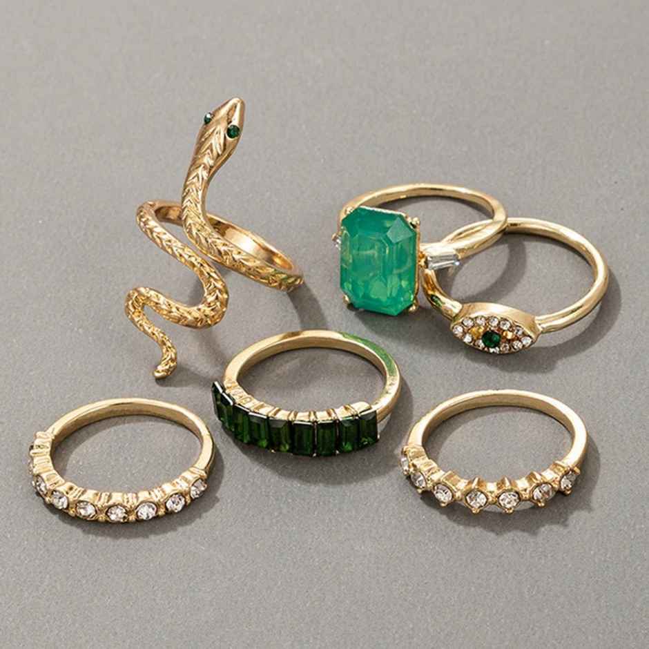 Fashion Frill Women's Stackable Rings Green Onesize