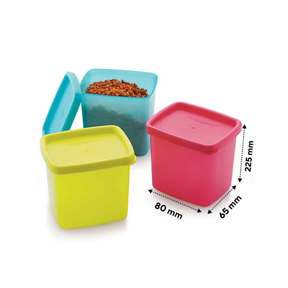 Mastercook Pp 243 Rectangle 3 Pcs Set Multi Colour Containers 225 Ml Each