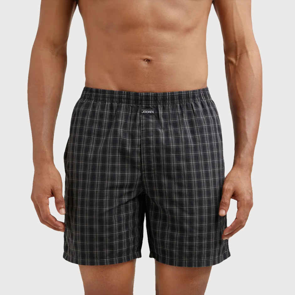 Jockey 1223 Men's Super Combed Mercerized Cotton Woven Checks Underwear Boxer|SidePocket|PO2 | Multicolor-M
