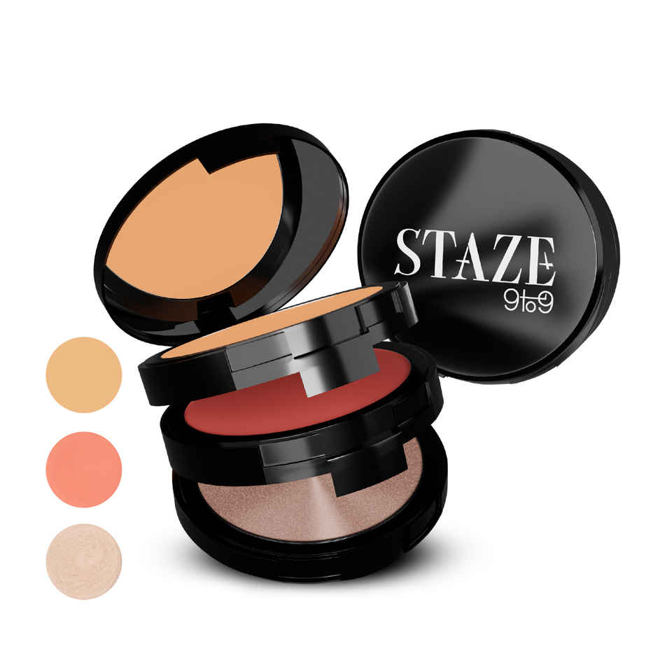 Staze Triple Treat Stacked Face Palette with Concealer, Blush & Highlighter