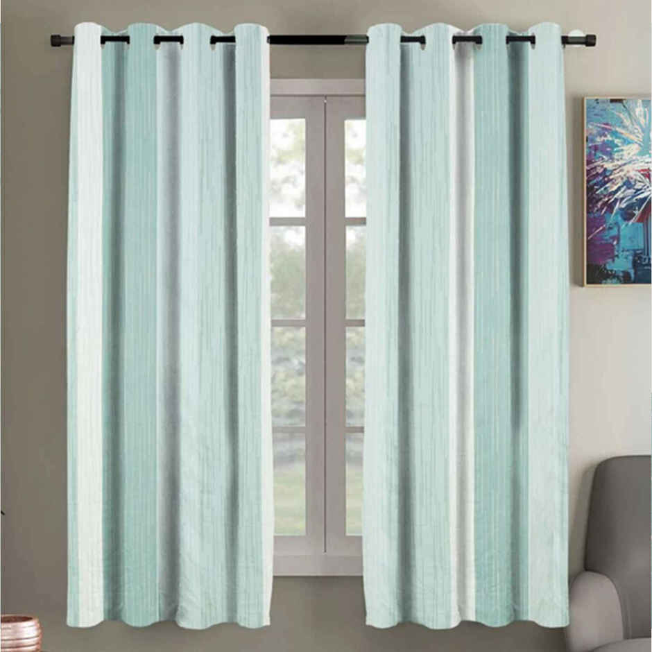 BAY6 Microfiber Cotton Door Curtains | Set of 2 | 7x4 ft | Green