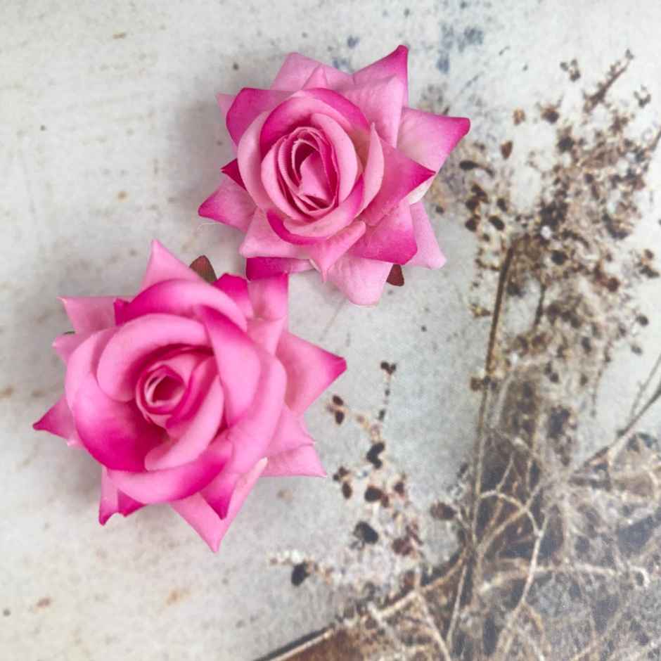 The Opal Factory Hair Accessories | Rose Flower Pin | Set of 2 | Pink