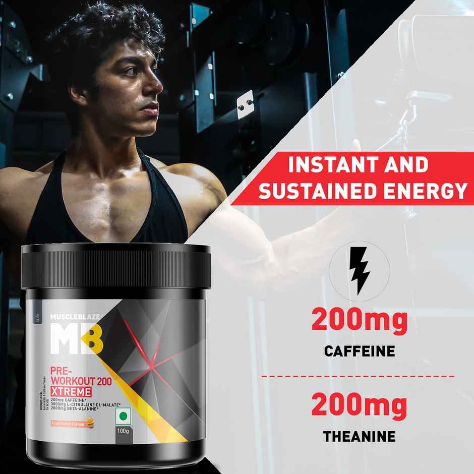 MuscleBlaze Pre Workout 200 Xtreme (Fruit Punch, 15 Servings)