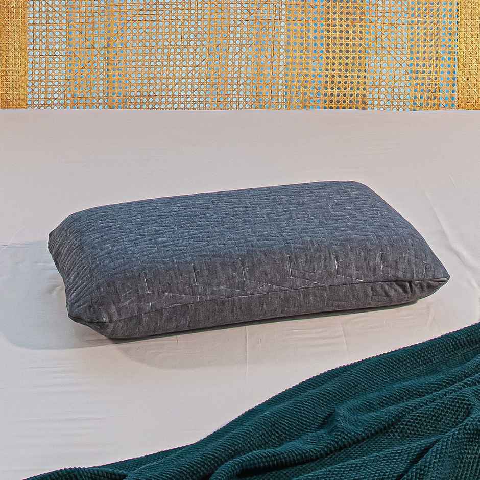 The White Willow Orthopedic Memory Foam Pillow | Medium Firm | King Size - 24 x 16 x 4 Inch - Grey