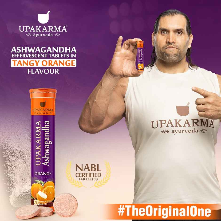 Upakarma Ashwagandha Effervescent, Orange Flavour - 20 Tablets