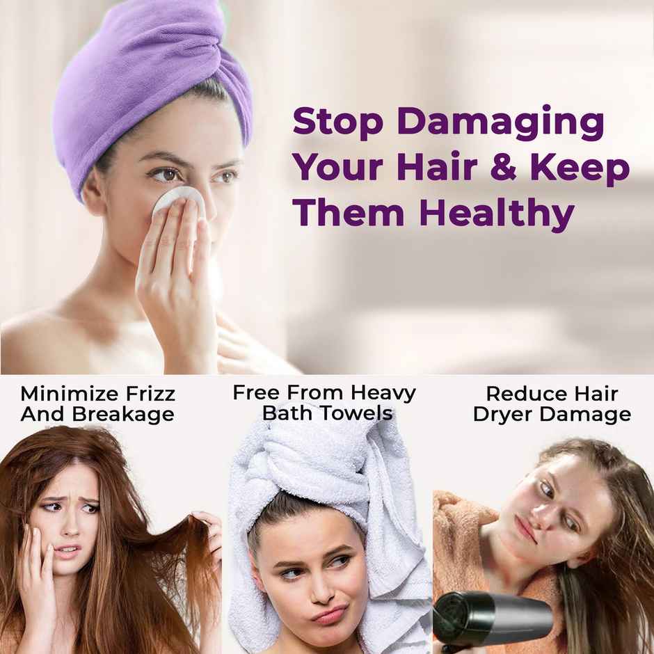 Story@Home Microfiber 400 2 U Hair Towel Purple Solid