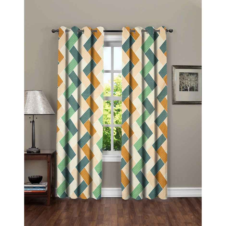 BAY6 Microfiber Cotton Door Curtains - Set of 2 - (8x4 ft) - Multicolor
