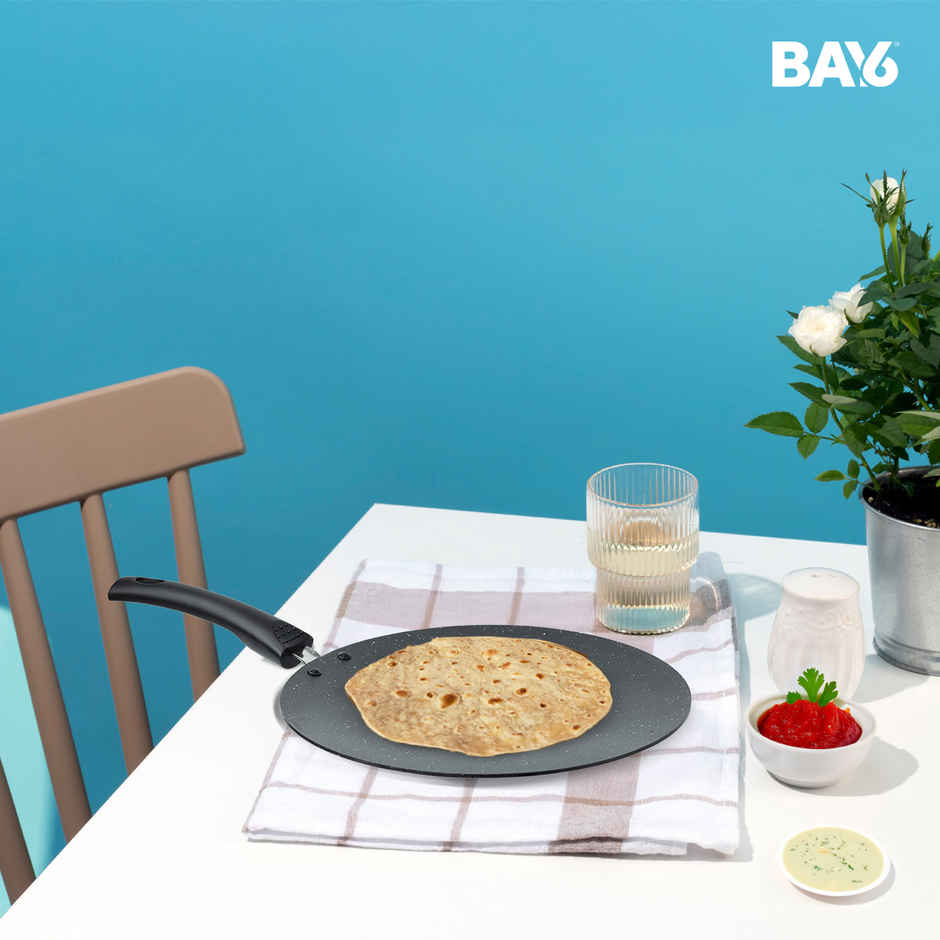 BAY6 Aluminium Nonstick Concave Roti Tawa (3mm) 27 cm - Grey
