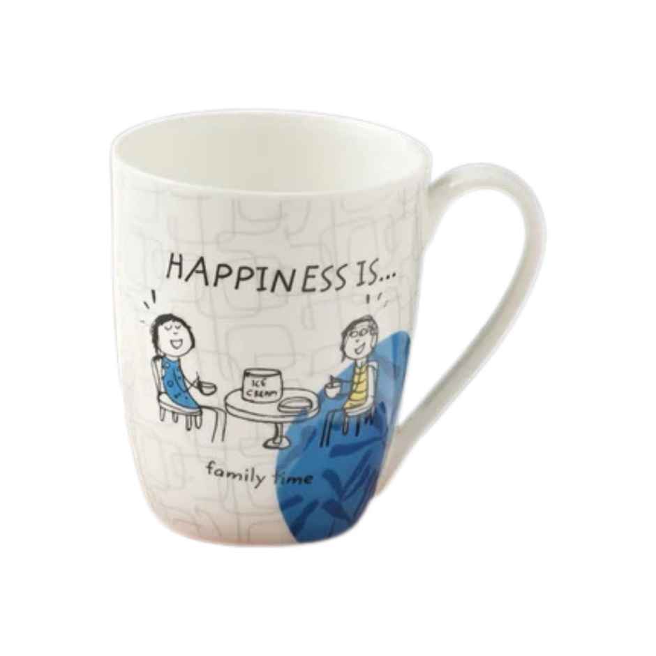 Clay Craft Fine Ceramic Oxford Mug Coffee and Milk Mugs | 300 ml | 4 Pcs | Ideal For Gifting