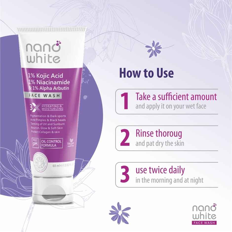 Nano White 1% Kojic Acid |1% Niacinamide & Alpha Arbutin Face Wash