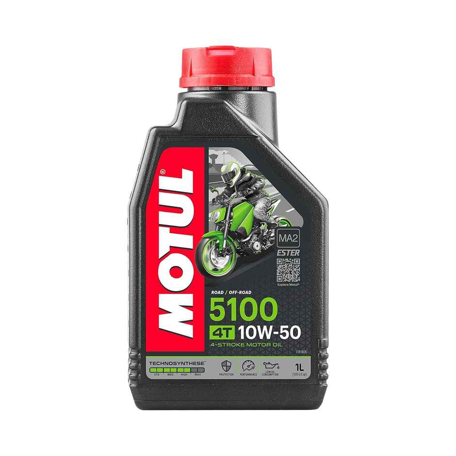 Motul 5100 4T Hybrid 15W-50 API SM Technosynthese Semi Synthetic Engine Oil for Bikes | 1L