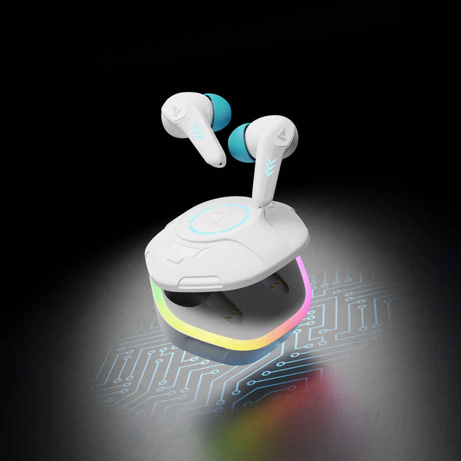 boAt Immortal 170 TWS Earbuds for Gaming with 40H Playtime, BEAST Mode & RGB LEDs - White Sabre