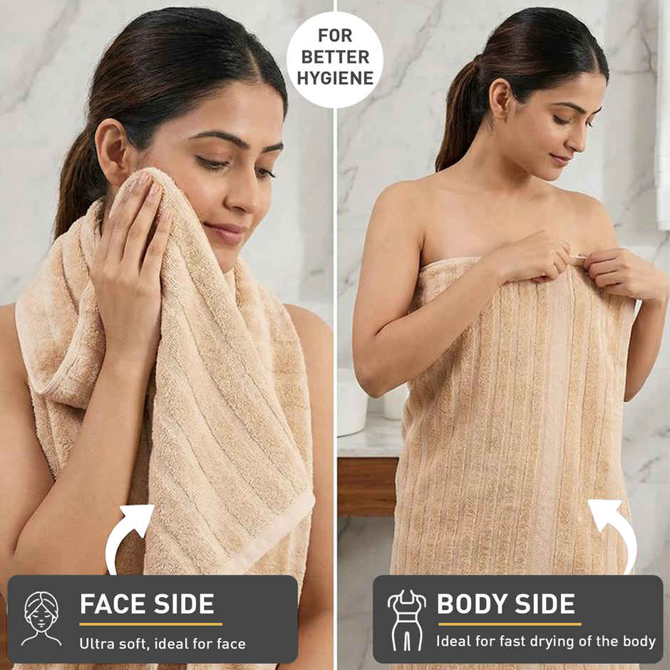 Mytrident Quick Dry Cotton Bath Towel | 28 x 56 in | Beige