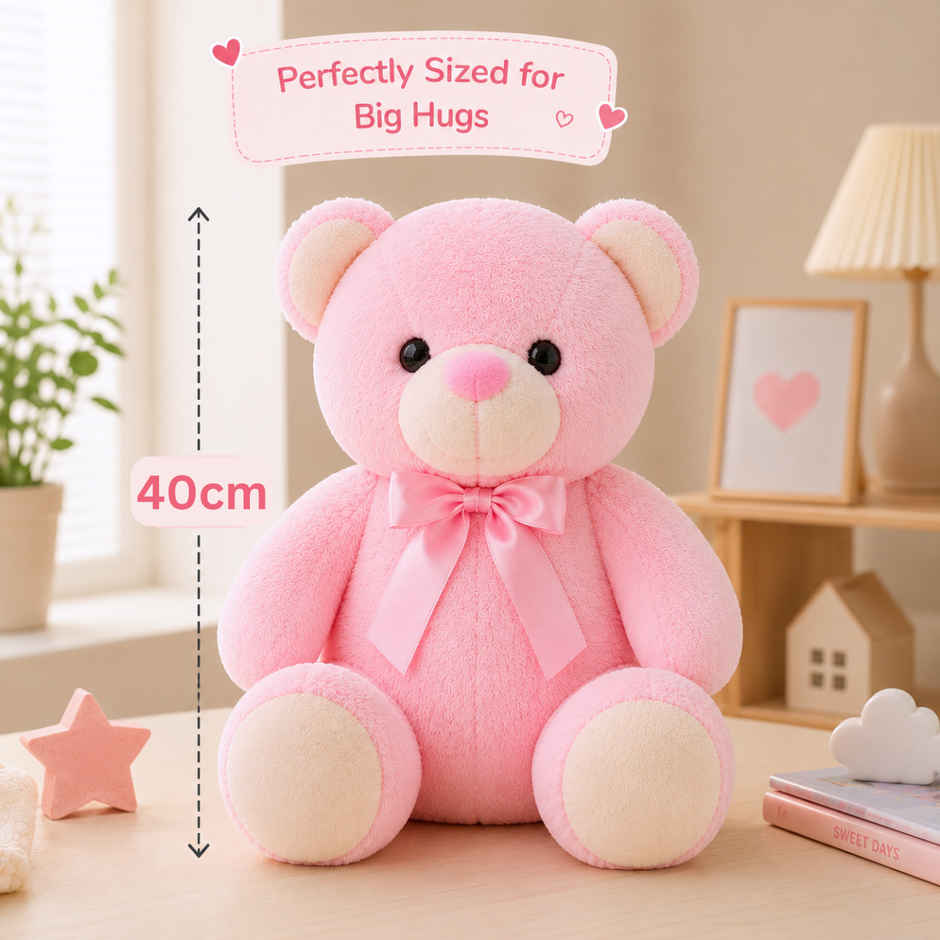ToyTales Teddy Bear Soft Toy | Plushie Stuffed Animal Toys | Birthday Gift for Kids | Pink | 40cm