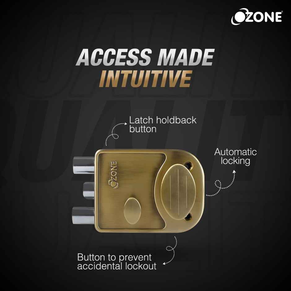Ozone Night Latch | Single Latch + Double Bolt | Door Thickness 30-70 MM | Antique Brass Finish