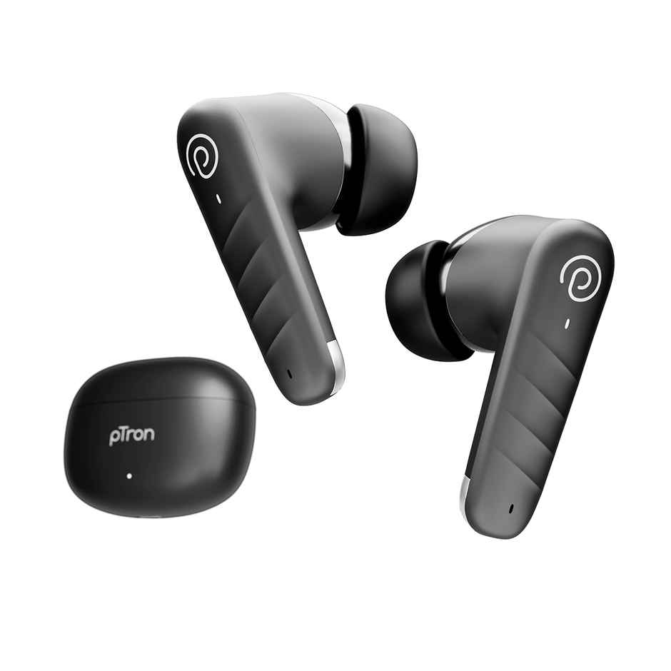 pTron Bassbuds Spark TWS Earbuds w 40hrs Playtime, Clear Calls, Pristine Audio and IPX5 | Black