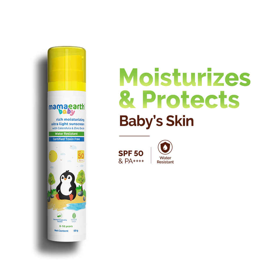 Mamaearth Baby Rich Moisturizing Ultra Light Sunscreen50G Spf 50 & Pa++++