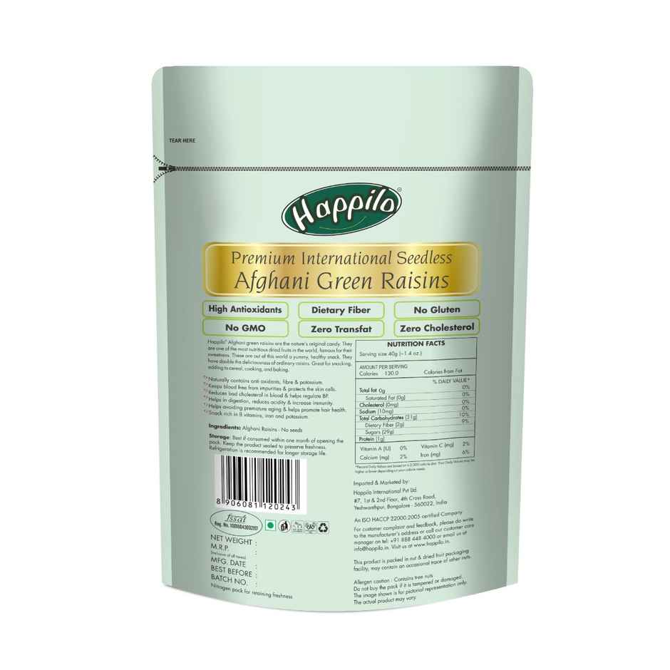 Happilo Premium Seedless Afghani Green Raisins | Quality Kishmish