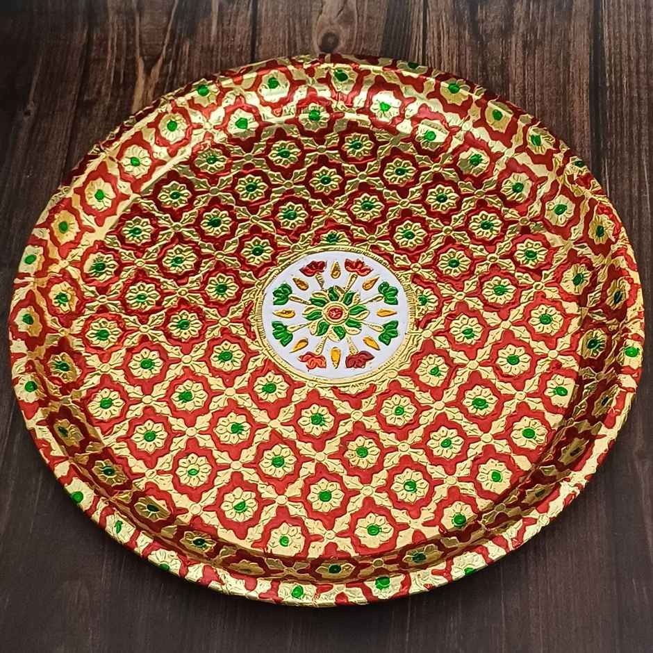 Karwa Chauth Thali Set | Red | Floral Motifs | Gullak