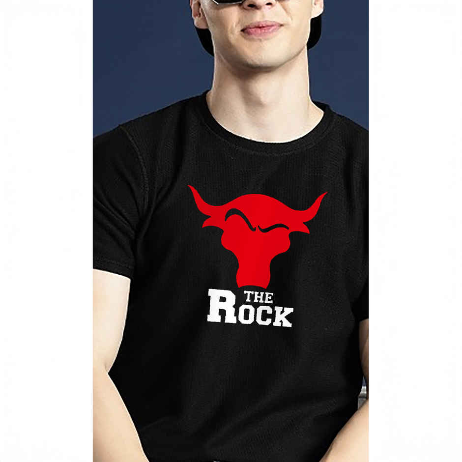 De Tees Men's Half Sleeve T-shirt | MHS-ROCK | Black - XXL