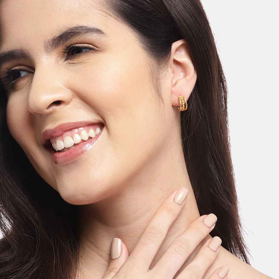 Carlton London 18kt Gold Plated Half Hoop Earring | FJE4512