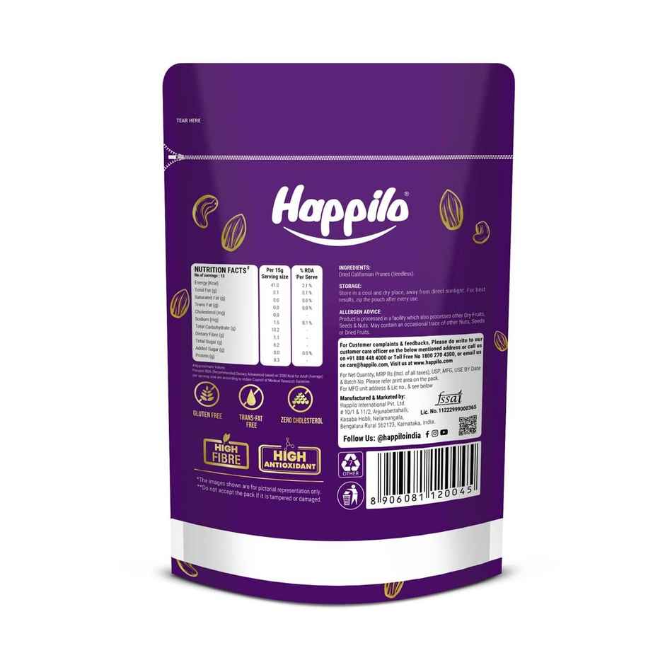 Happilo Premium Dried Prunes|Soft &Juicy|Dry Fruits