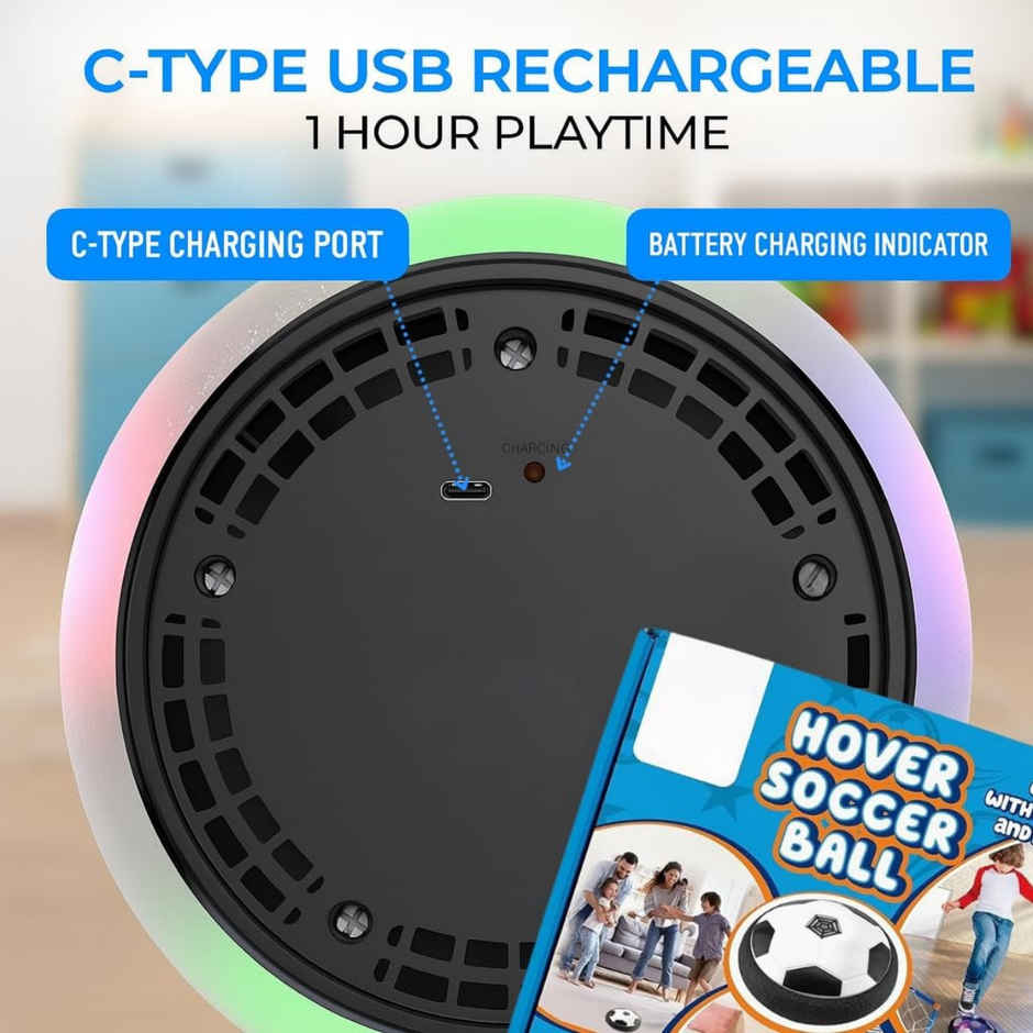 Fablue Floating Hover Football Toy for Kids - USB Type C Rechargeable Football Toy for Kids - Blue