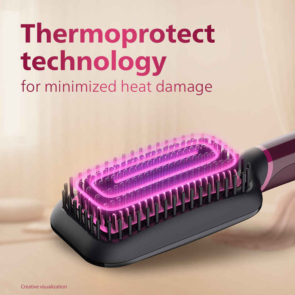 Philips Hair Straightener Brush|Naturally Straight Hair in 5 Min|Thermoprotect Technology BHH730/00