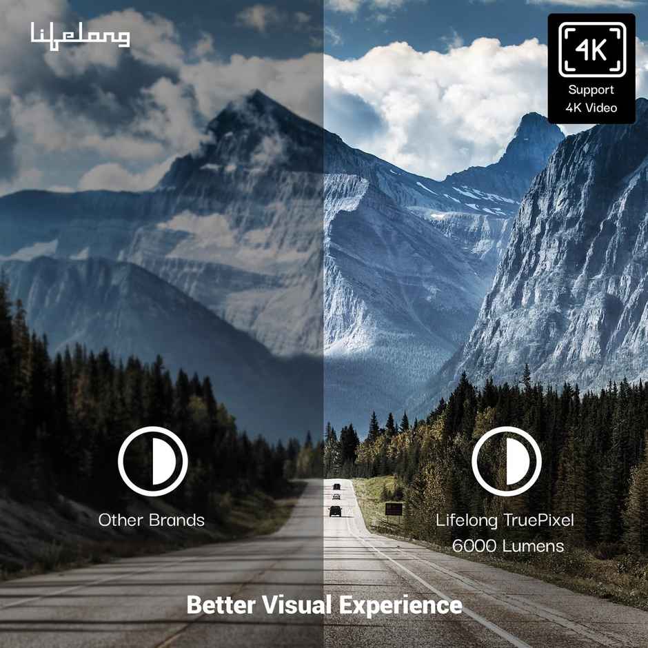 Lifelong TruePixel Smart Projector | Native 1080p Full HD With 4K Support | Android 11