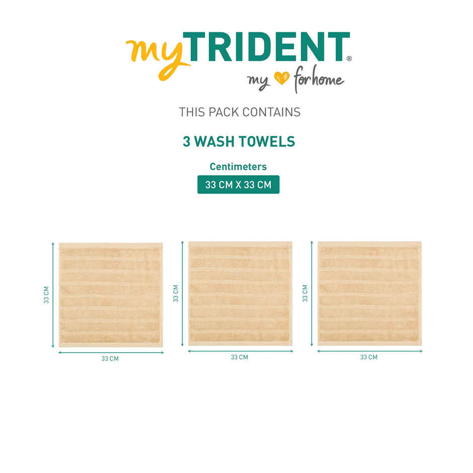 Mytrident Quick Dry Cotton Face Towel Set | 13 x 13 in | Beige