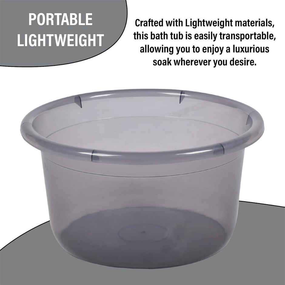 Kuber Industries Tub with Bucket & Mug Bathroom Combo Set|Set of 3|Transparent Gray