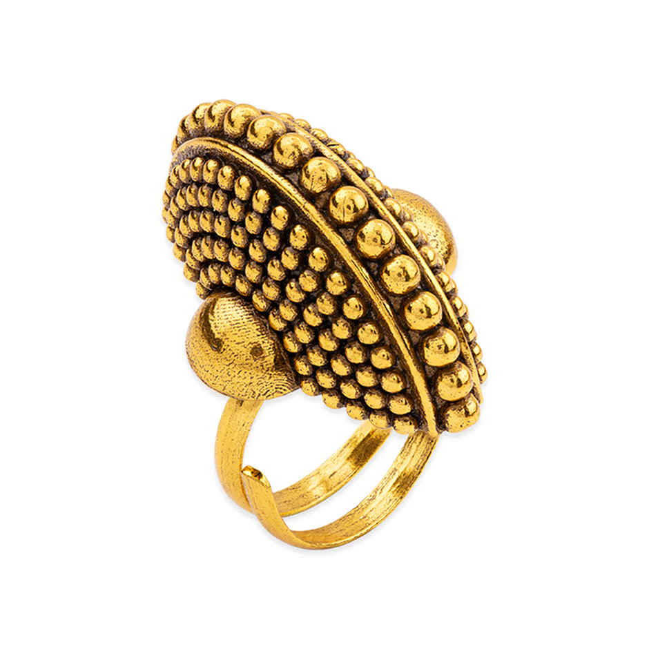Voylla Rava Ball Oxidized Statement Ring