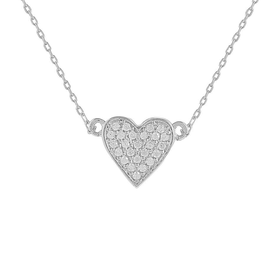 Voylla 925 Sterling Silver Cz Tiny Heart Pendant With Chain