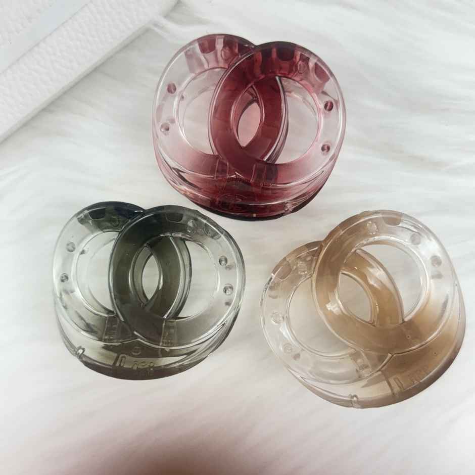 The Opal Factory | Circle On Circle Claw Clips for Girls and Women | Set of 3 | Medium |Glossy