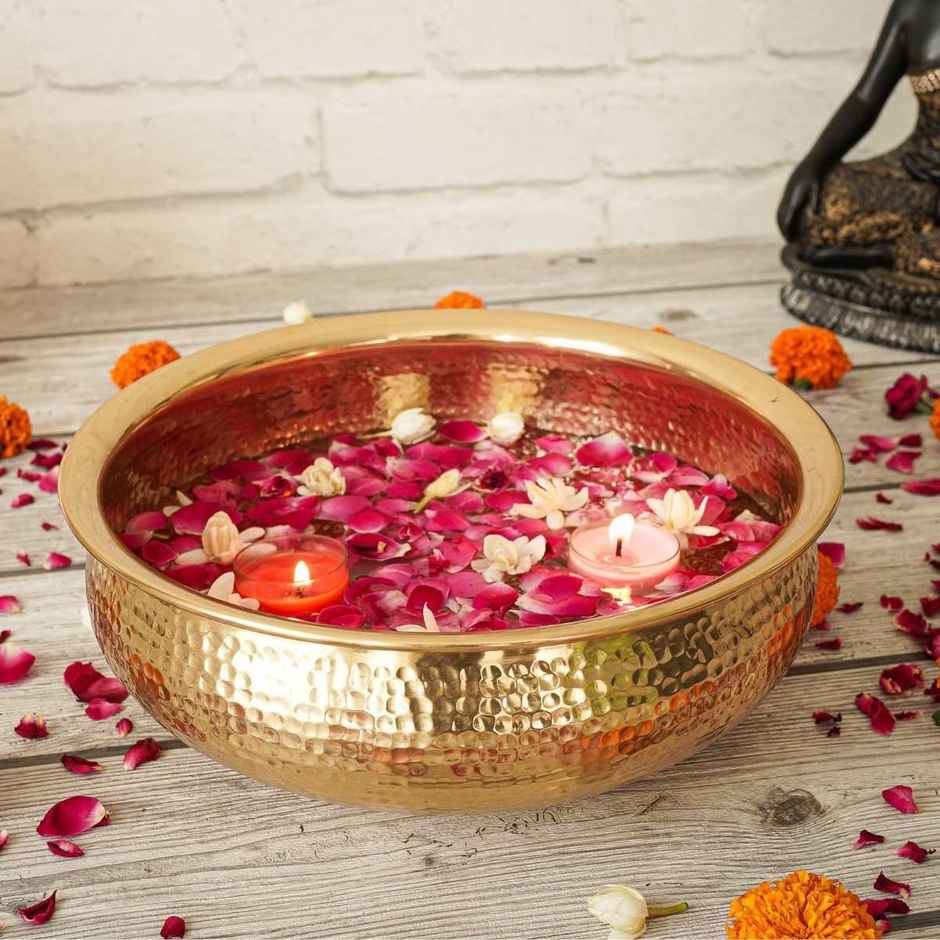 Behoma Classic Hammered Urli Bowl - Elegant Gold Finish