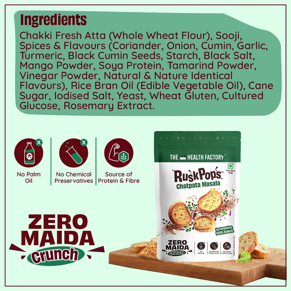 The Health Factory Rusk Pops- Chatpata Masala (Zero Maida)