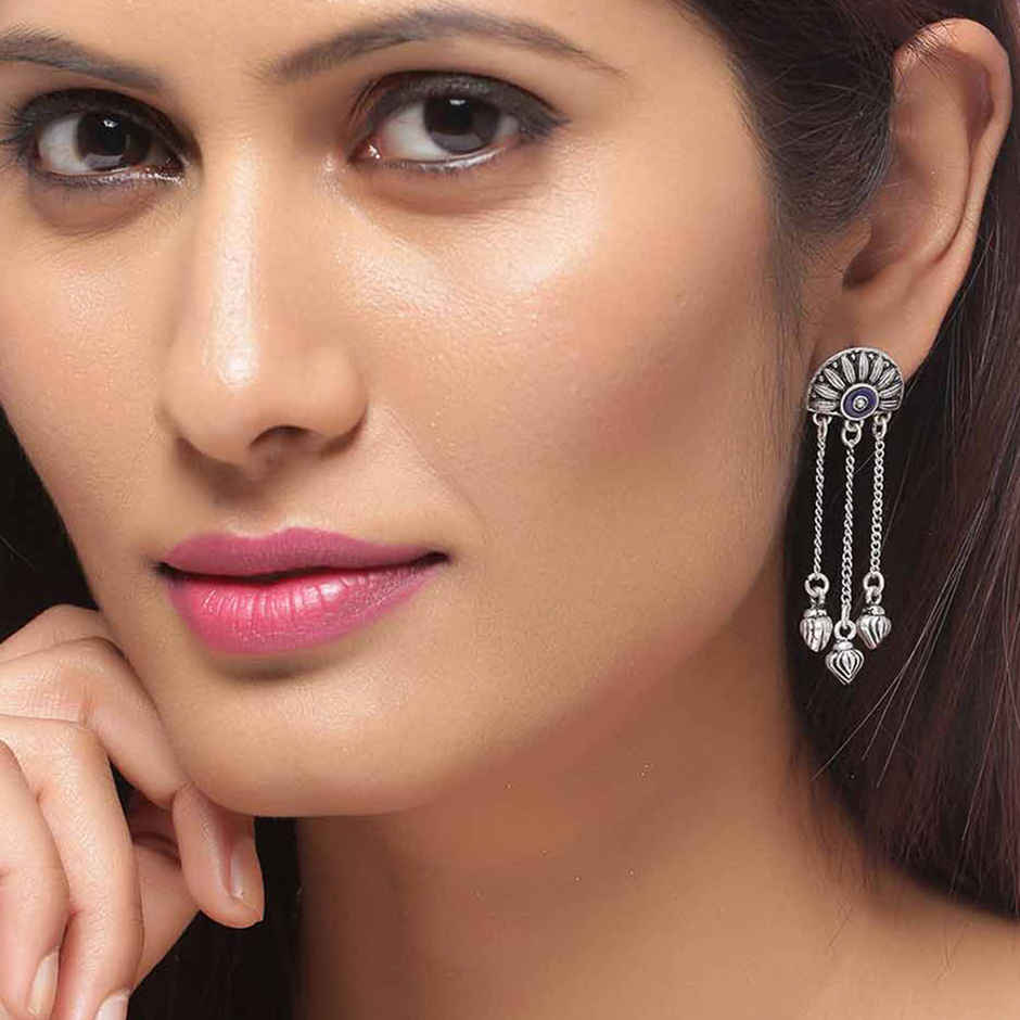 Voylla Mandala Half Moon Tassels Earrings