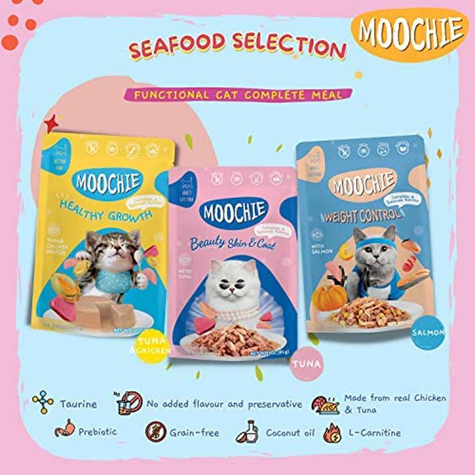 Moochie Cat Wet Food - Healthy Growth Chicken And Tuna Mousse Gravy | Grain-Free & No Preservative
