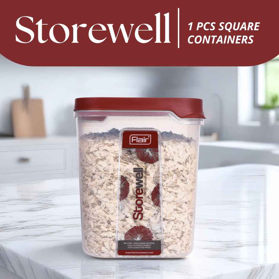 Flair Plastic Storewell Food Storage Containers 8000 ml (Maroon), Bpa Free, Spices Grains