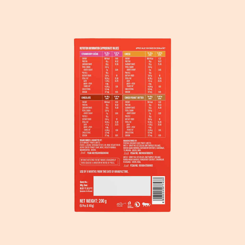 SuperYou 10g Protein Wafer Bar - Variety Pack (Made with Atta & Jowar. No Added Sugar.) (Pack of 5)