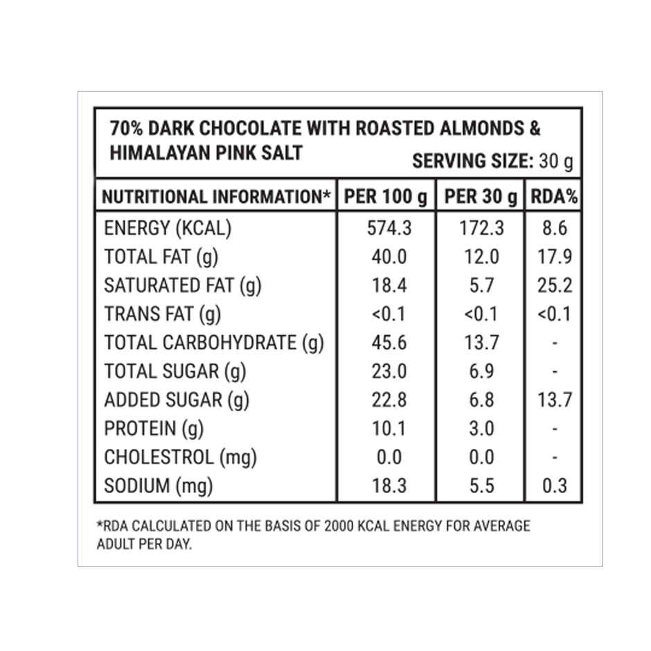 Paul And Mike 72% Dark Roasted Almonds & Himalayan Pink Salt