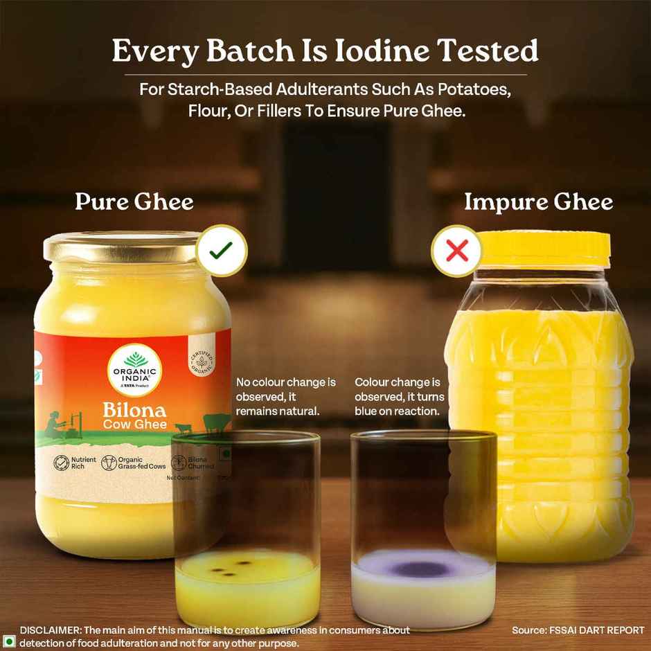 A Tata Product - Organic India Pure Bilona Ghee | Glass Bottle | Labs Tested On 250+ Parameters