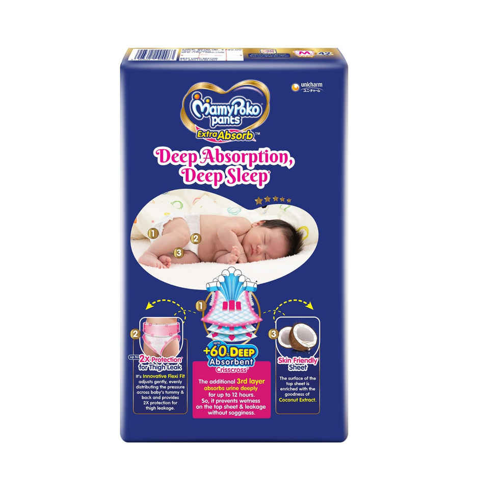 Mamypoko Extra Absorb Baby Diapers | Pant Style | M | 42 pcs
