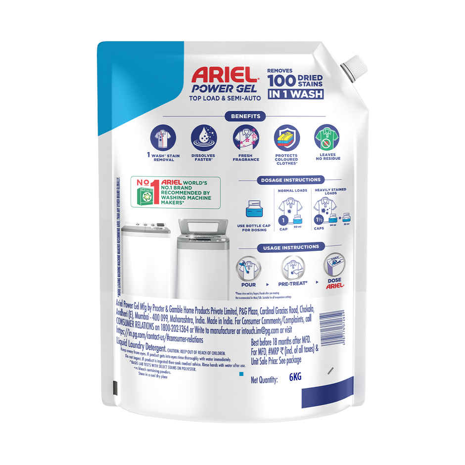Ariel Power Gel Liquid Detergent for Top load washing machine