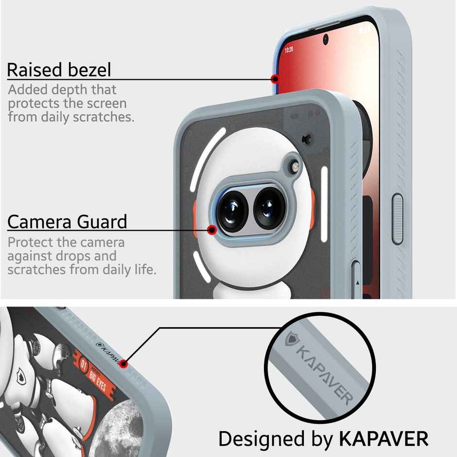 Kapaver Nothing Phone 2a / 2a Plus 5g Back Cover Case | Impulse | Astro Big Eyes - Gray