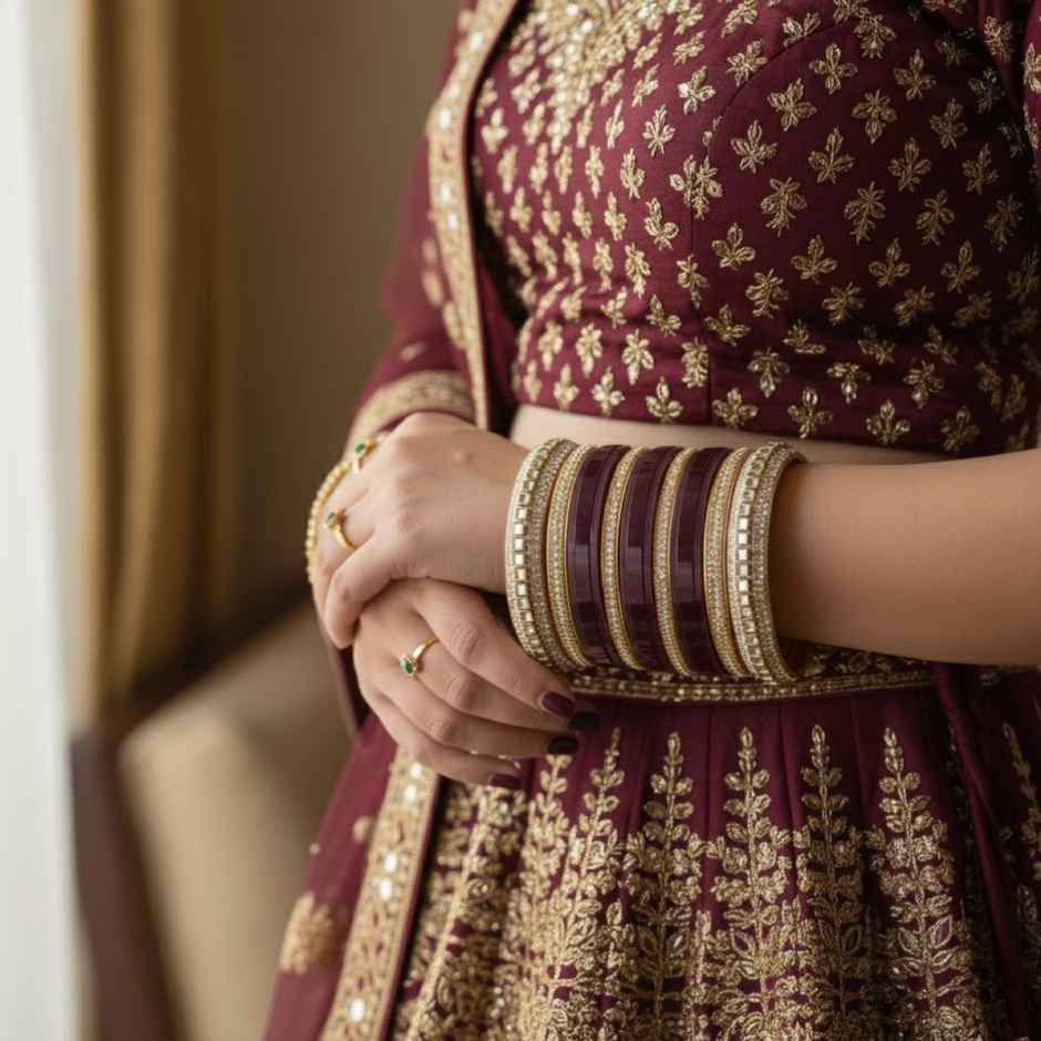 The Opal Factory Diamante Chuda Set | Maroon - Size 2.6