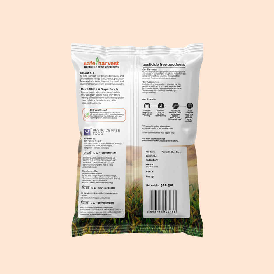Safe Harvest Pesticide-Free Foxtail Millet Rice